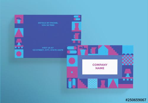 Business Card Layout with Geometric Elements - 250659067 - 250659067