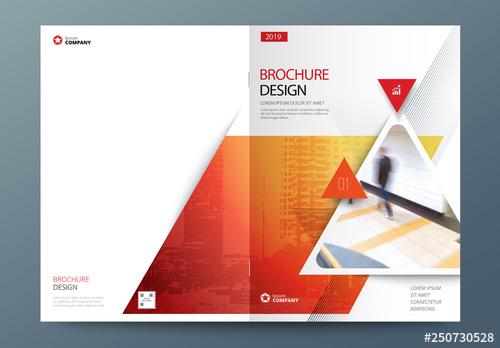 Red Business Report Cover Layout with Triangles - 250730528 - 250730528