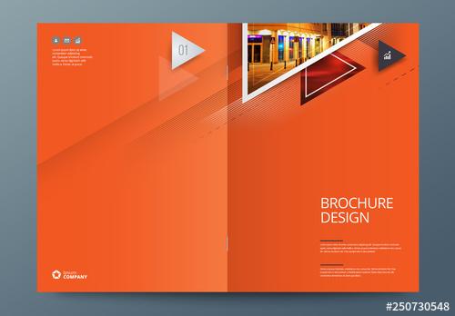 Orange Business Report Cover Layout with Big Triangles - 250730548 - 250730548