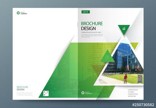 Green Business Report Cover Layout with Triangles - 250730582 - 250730582