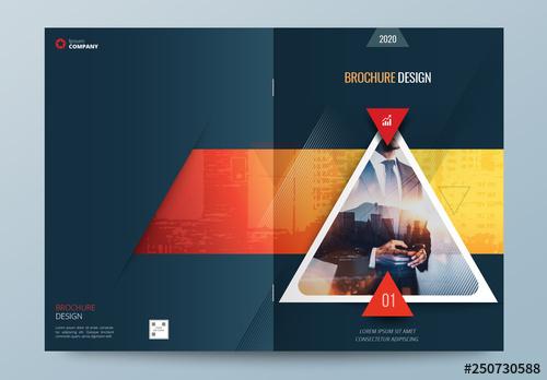 Dark Business Report Cover Layout with Triangles - 250730588 - 250730588