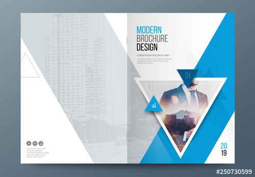 Blue Accent Business Report Cover Layout with Triangles - 250730599 - 250730599