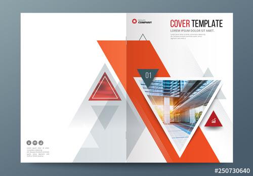 Orange Accent Business Report Cover Layout with Triangles - 250730640 - 250730640