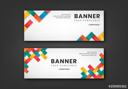 Social Media Banner Layouts with Colorful Squares - 250905382 - 250905382