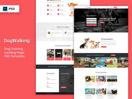 Dog Training Landing Page PSD Template - dog-training-landing-page-psd-template