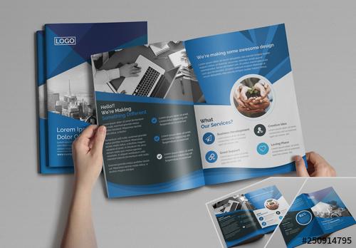 Bifold Brochure Layout with Abstract Elements - 250914795 - 250914795