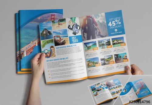 Bifold Brochure Layout with Abstract Elements - 250914796 - 250914796