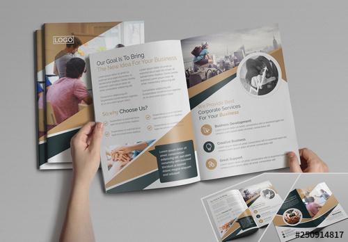 Bifold Brochure Layout with Abstract Elements - 250914817 - 250914817