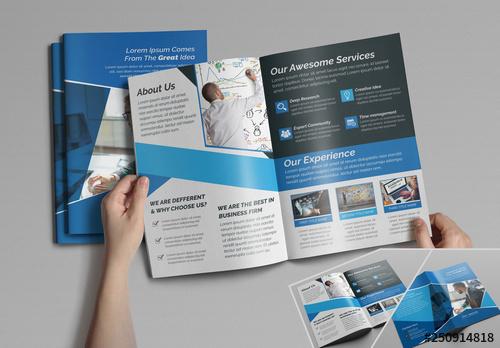 Bifold Brochure Layout with Abstract Elements - 250914818 - 250914818