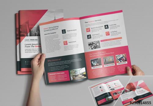 Bifold Brochure Layout with Abstract Elements - 250914855 - 250914855