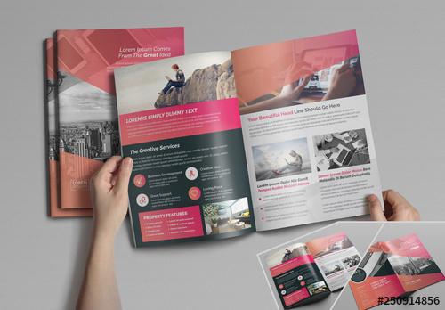 Bifold Brochure Layout with Abstract Elements - 250914856 - 250914856