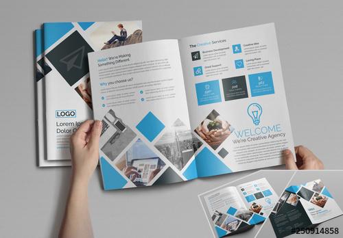 Bifold Brochure Layout with Abstract Elements - 250914858 - 250914858