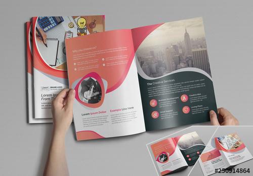 Bifold Brochure Layout with Abstract Elements - 250914864 - 250914864