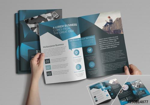 Bifold Brochure Layout with Abstract Elements - 250914877 - 250914877