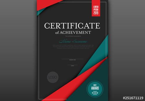 Award Certificate Layout with Red Accents - 251671119 - 251671119