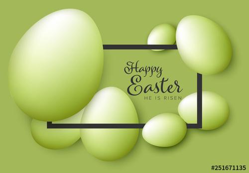 Easter Card Layout with Egg Illustrations - 251671135 - 251671135