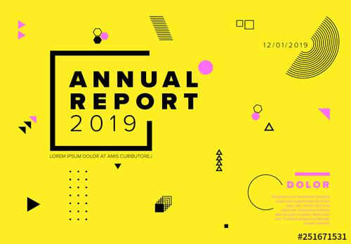 Annual Report Cover Layout with Geometric Elements - 251671531 - 251671531