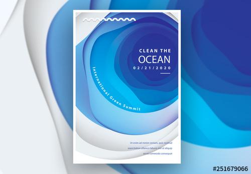 Poster Layout with Abstract Ocean Cutout Illustration - 251679066 - 251679066