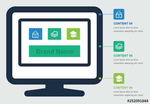 Infographic Layout with a Desktop Computer Illustration - 252091844 - 252091844