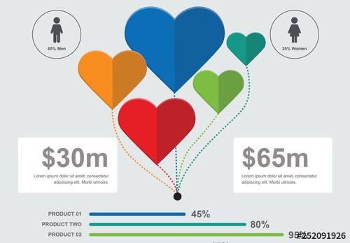 Infographic Layout with Multicolored Heart Elements - 252091926 - 252091926