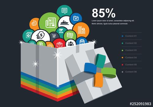 Infographic Layout with Gift Box Illustration - 252091983 - 252091983