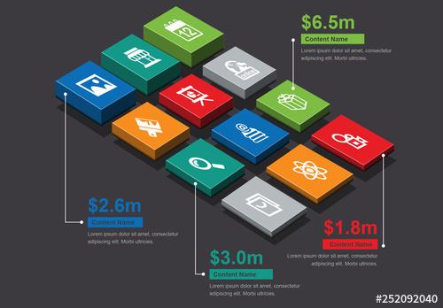 Infographic Layout with 3D Button Icon Illustrations - 252092040 - 252092040