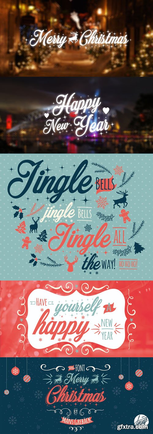 Merry Christmas Flake + Merry Christmas Star Fonts 