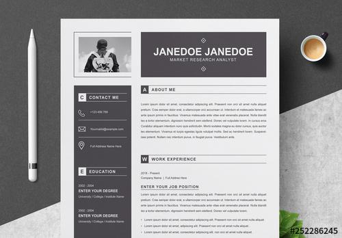 Black and Gray Resume, Cover Letter, and Reference Sheet Layout - 252286245 - 252286245