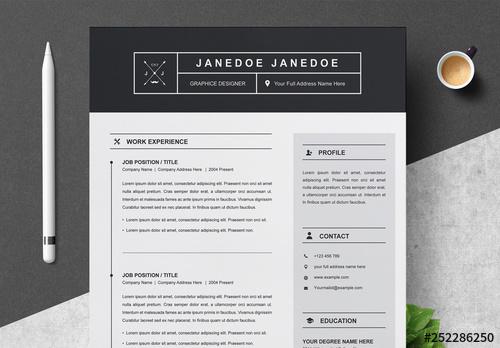 Black and Gray Resume, Cover Letter, and Reference Sheet Layout - 252286250 - 252286250