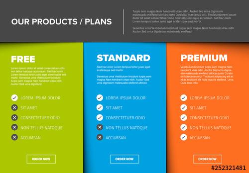Multicolored Price Tier Comparison Layout - 252321481 - 252321481