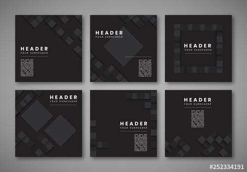Social Media Post Layouts with Gray and Black Elements - 252334191 - 252334191