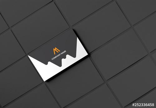 Business Card Layout with Black and Orange Elements - 252336458 - 252336458