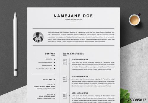 Black and White Resume and Cover Letter Layout - 253385812 - 253385812