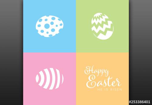 Easter Card Layout with Pastel Colors - 253386401 - 253386401