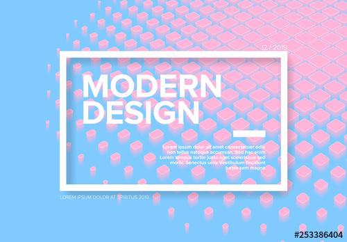 Light Blue Web Banner Layout with Pastel Pink Abstract Designs - 253386404 - 253386404