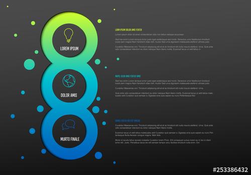 Dark Infographic Layout with Bright Connected Circle Elements - 253386432 - 253386432