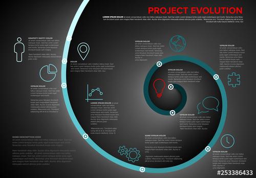 Infographic Layout with Spiral Design Element - 253386433 - 253386433