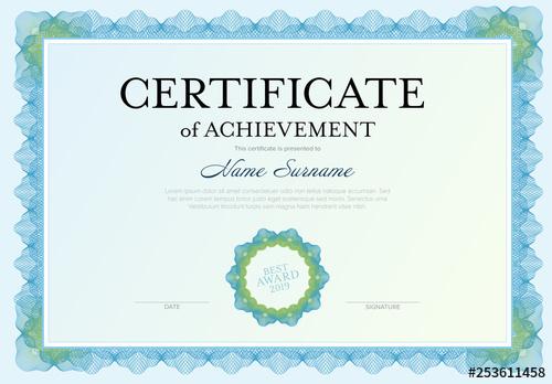 Blue and Green Certificate of Achievement Layout - 253611458 - 253611458