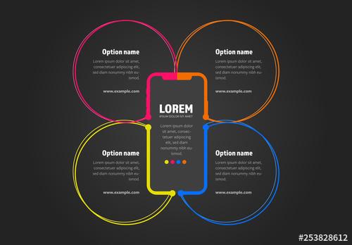 Infographic with 4 Circles and a Smartphone Outline - 253828612 - 253828612