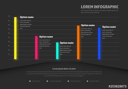 Bar Graph Infographic with Neon Colors - 253828673 - 253828673