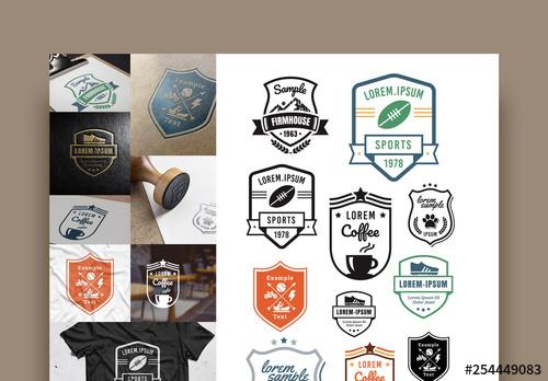 6 Retro Badge Layouts with Icons - 254449083 - 254449083