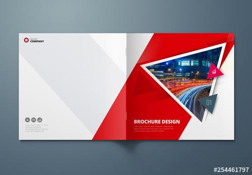 Square Red Business Report Cover Layout with Triangles - 254461797 - 254461797