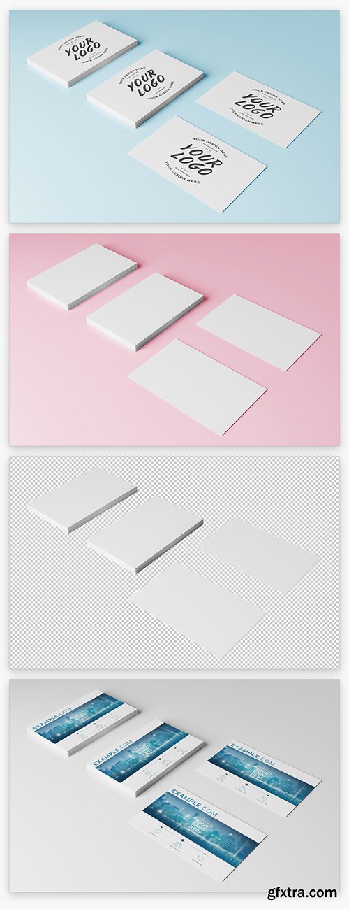 Four Stacks of Business Cards Mockup 222040936