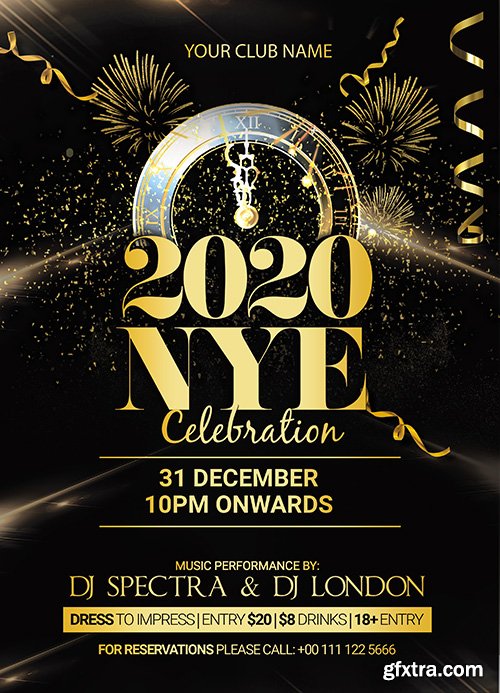 2020 Happy New Party Flyer Design