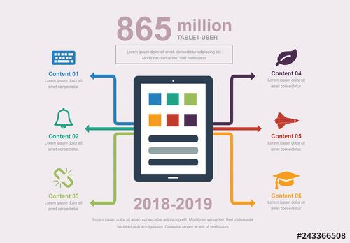 Timeline Infographic with Icons and Tablet - 243366508 - 243366508