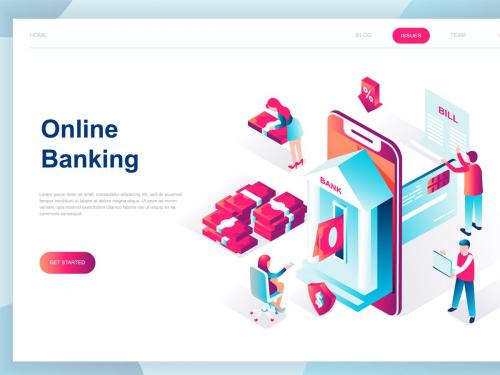 E-banking Isometric Landing Page - e-banking-isometric-landing-page