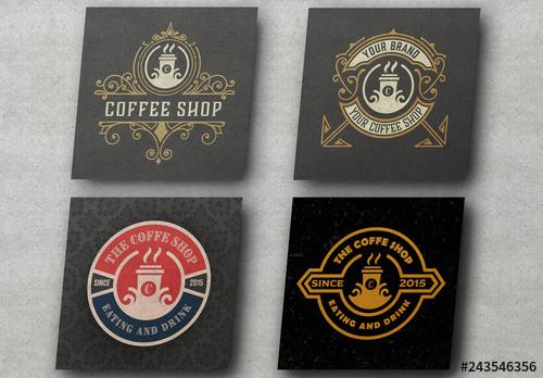 Set of 4 Coffee Shop Logo Layouts - 243546356 - 243546356