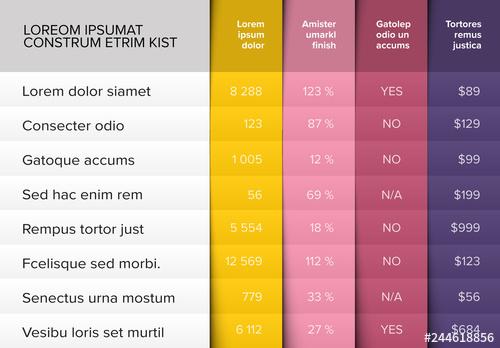 Colorful Table Infographic Layout - 244618856 - 244618856