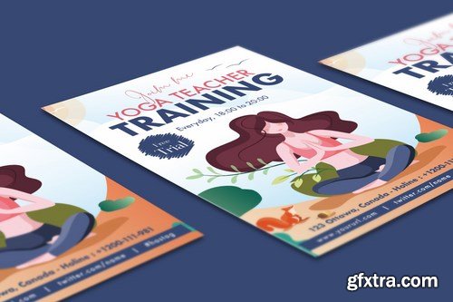 Beautiful Girl Yoga Training Flyer Illustrator