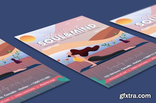 Beautiful Girl Yoga Training Flyer Illustrator